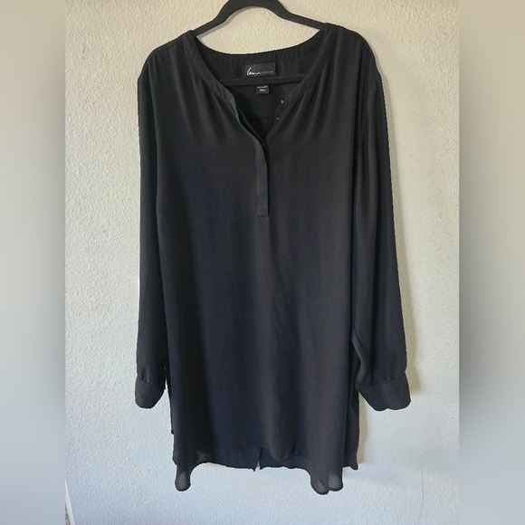 LANE BRYANT Pop Over Tunic Women Sz 26/28 Black Layered Back Flowy Witchy - Picture 2 of 10